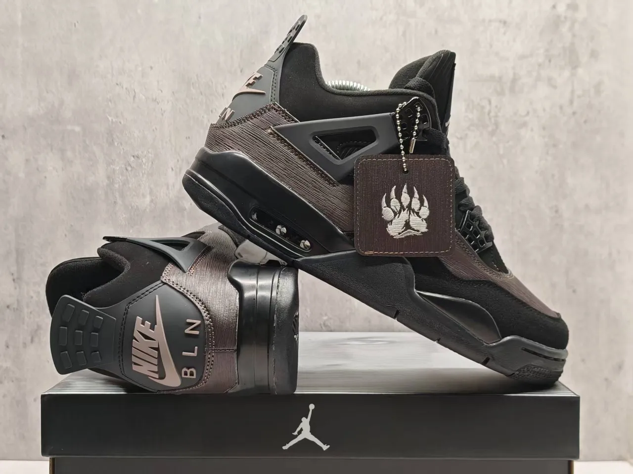 Air Jordan 4 কালো গাঢ় ধূসর টেক্সচার্ড আপার বাস্কেটবল জুতো 5