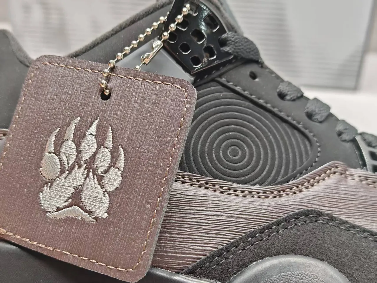 Air Jordan 4 কালো গাঢ় ধূসর টেক্সচার্ড আপার বাস্কেটবল জুতো 9
