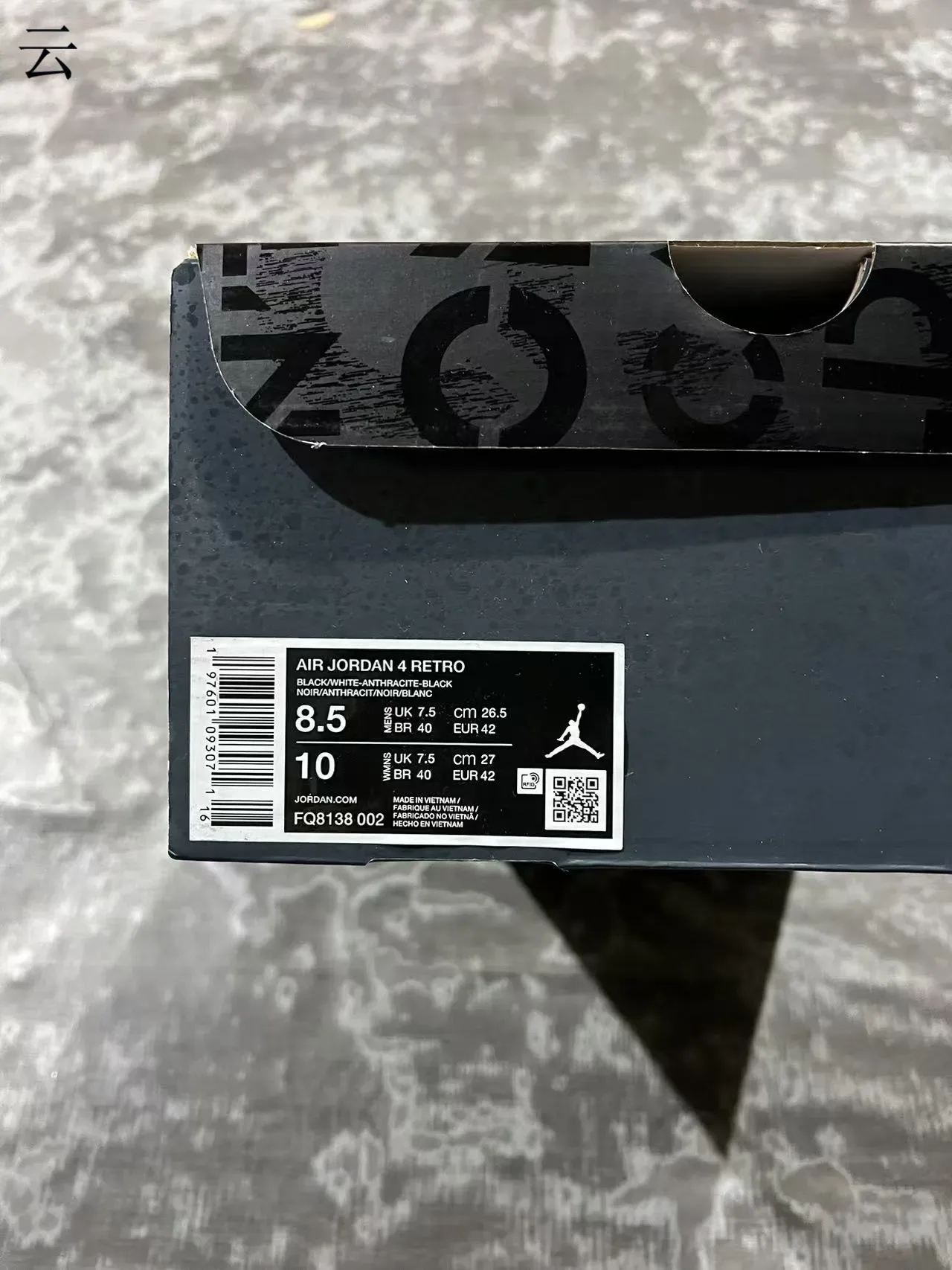 Air Jordan 4 Gris Oscuro Negro Blanco Salpicado Zapatos de Baloncesto 10