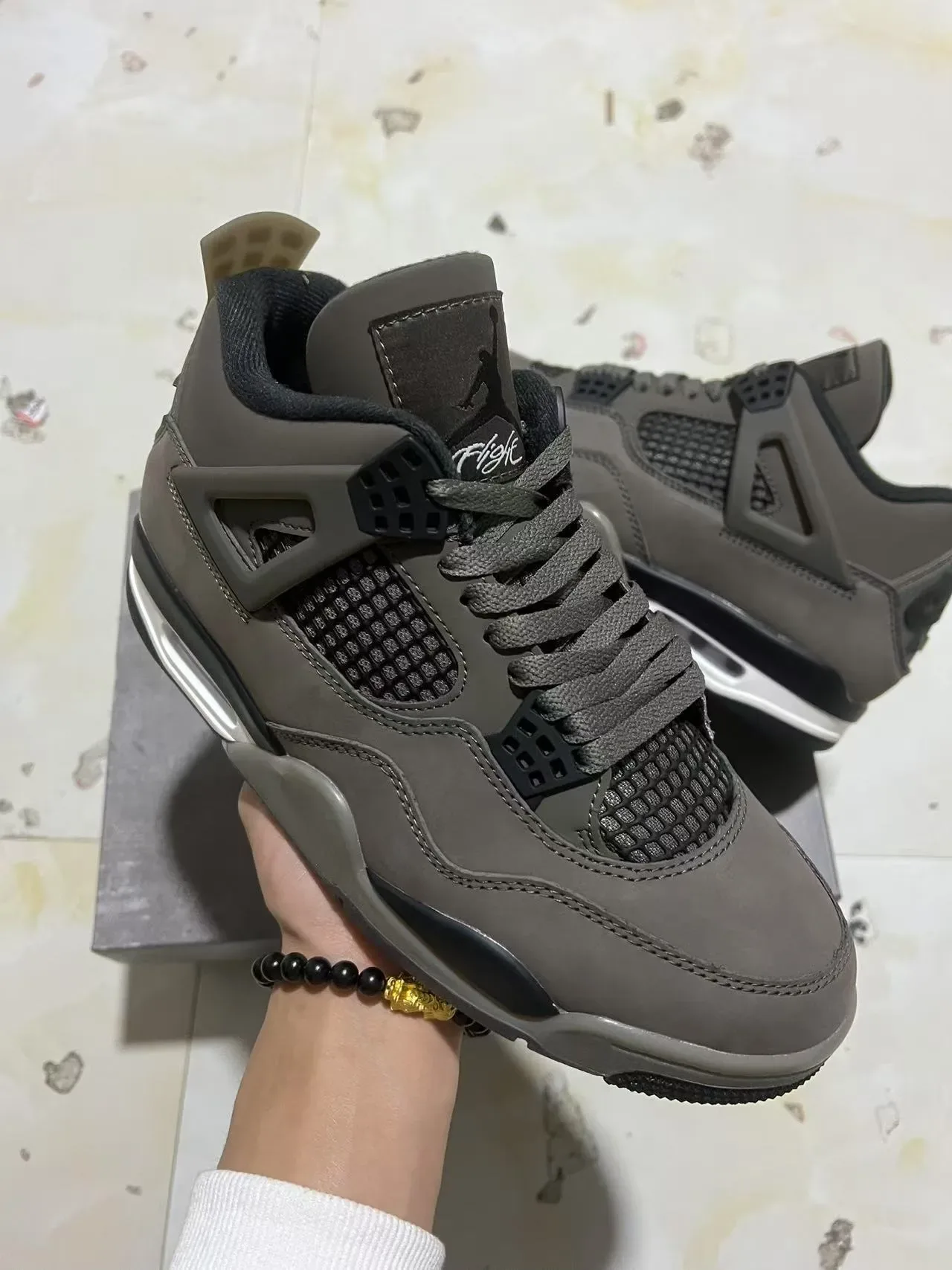 Air Jordan 4 Cinza Preto Branco Tênis de Basquete 2