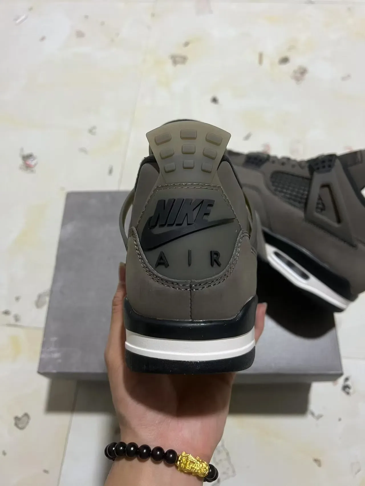 Air Jordan 4 Cinza Preto Branco Tênis de Basquete 8