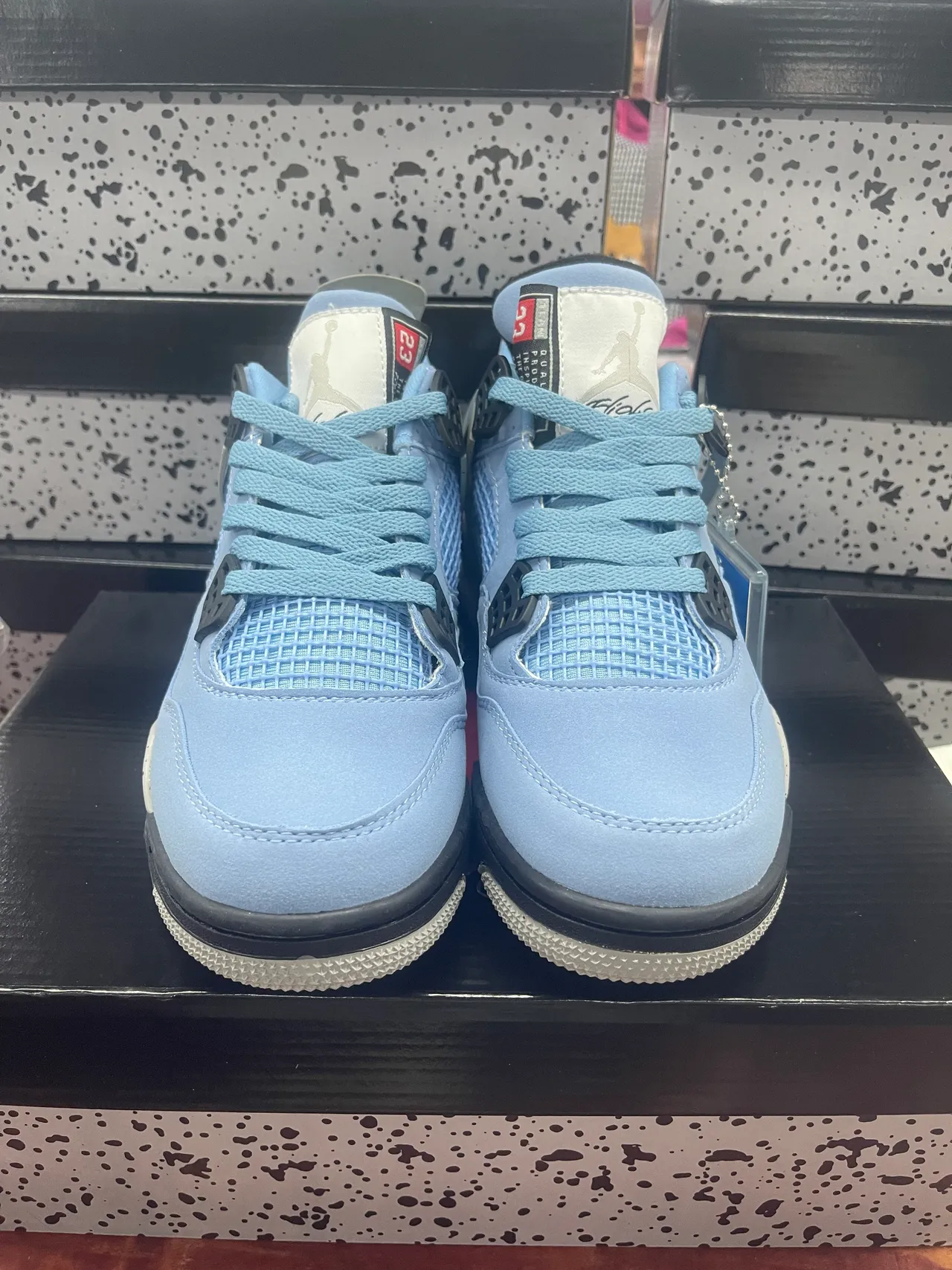 Tênis de basquete Air Jordan 4 azul-claro salpicado 6