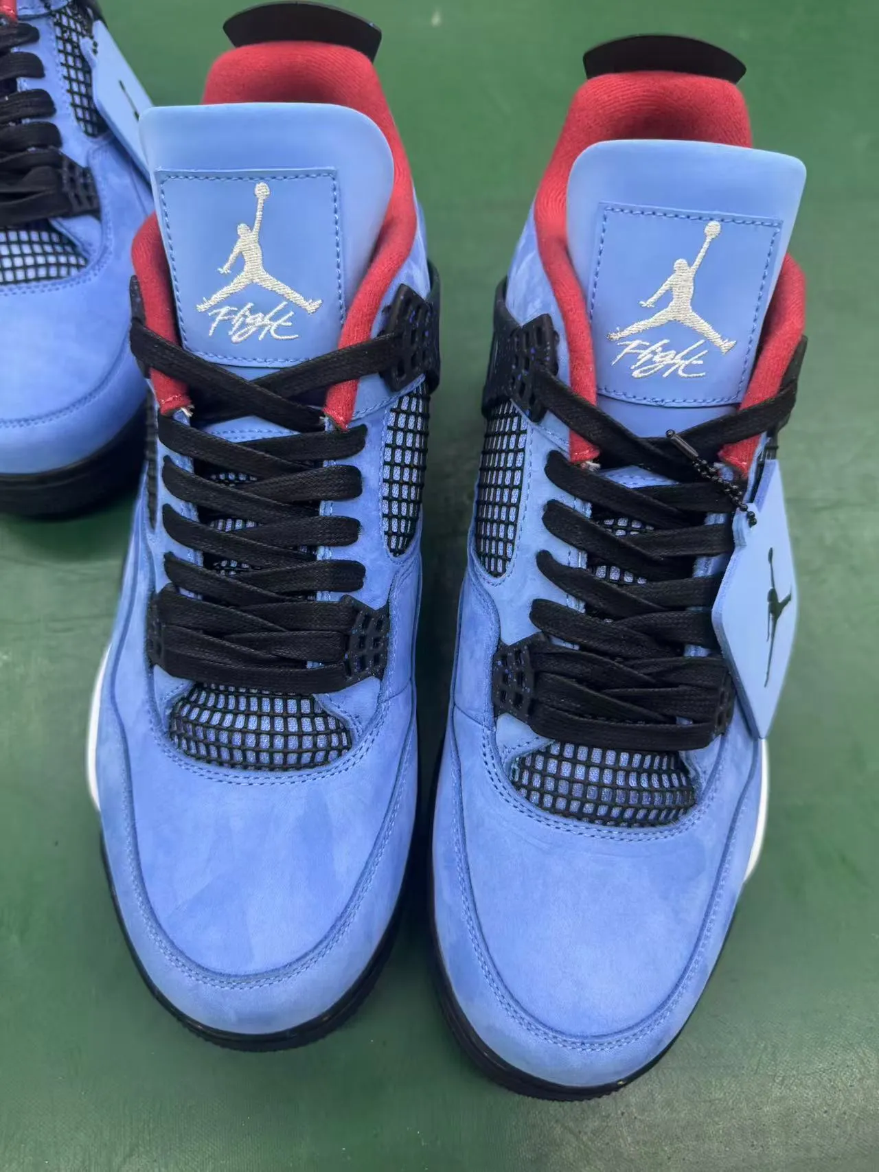 Air Jordan 4 Bleu Clair Daim Noir Blanc Rouge Chaussures de Basketball 4
