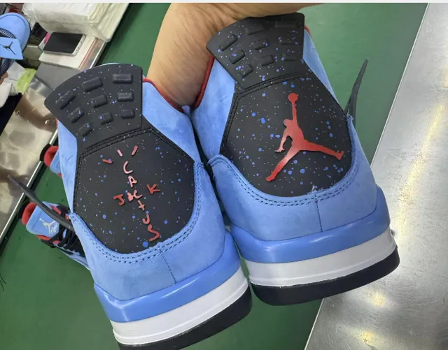 Air Jordan 4 Bleu Clair Daim Noir Blanc Rouge Chaussures de Basketball 5