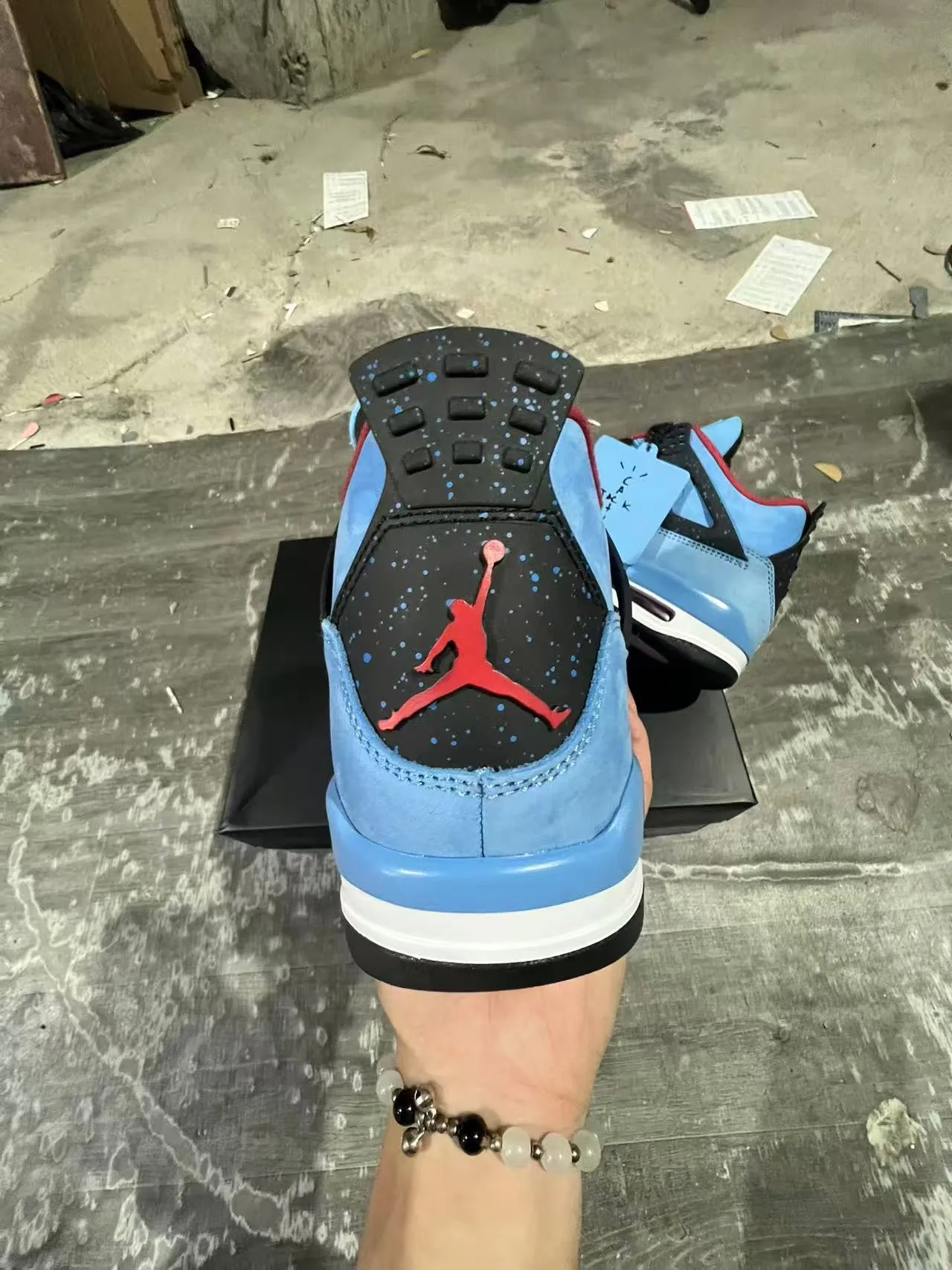 Air Jordan 4 Bleu Clair Daim Noir Blanc Rouge Chaussures de Basketball 13