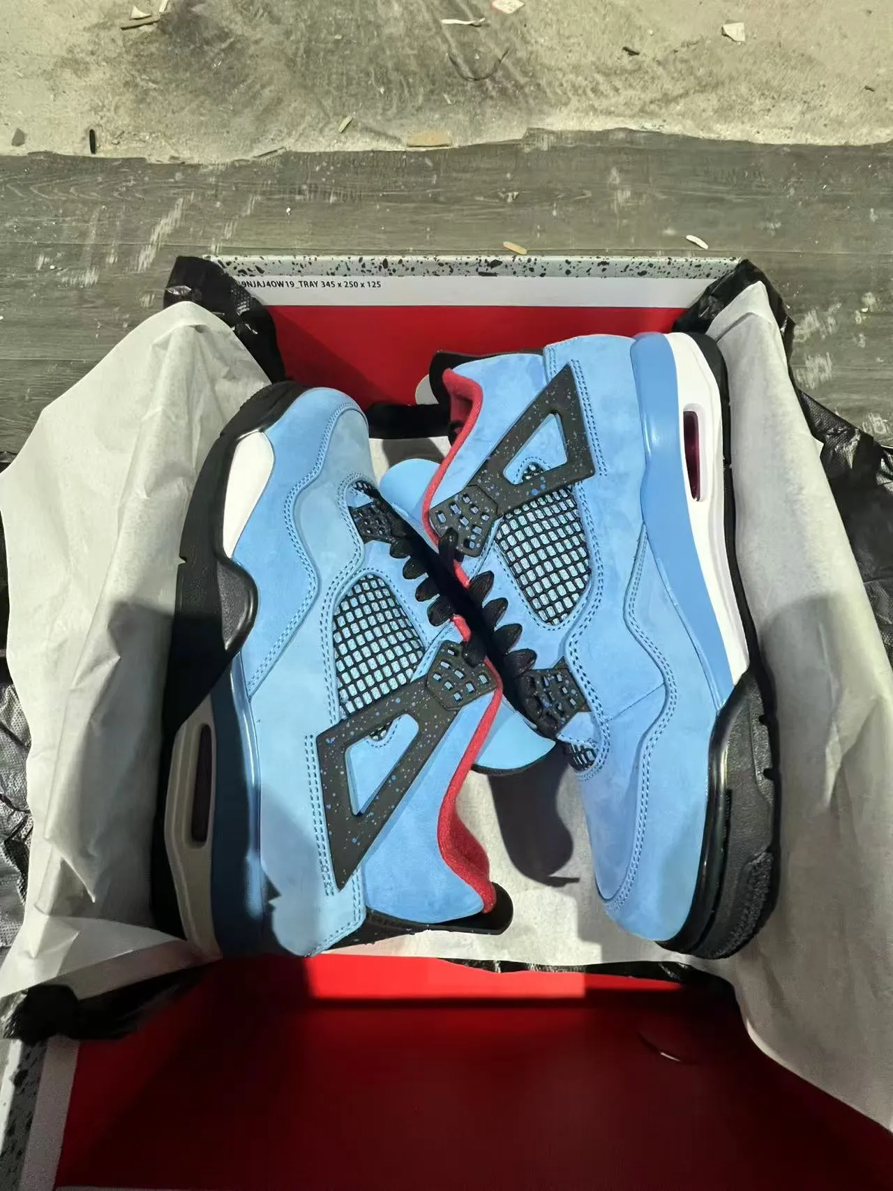 Air Jordan 4 Bleu Clair Daim Noir Blanc Rouge Chaussures de Basketball 15