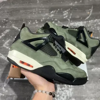Air Jordan 4 Zapatillas de Baloncesto Verde Oliva Ante Negro Cage