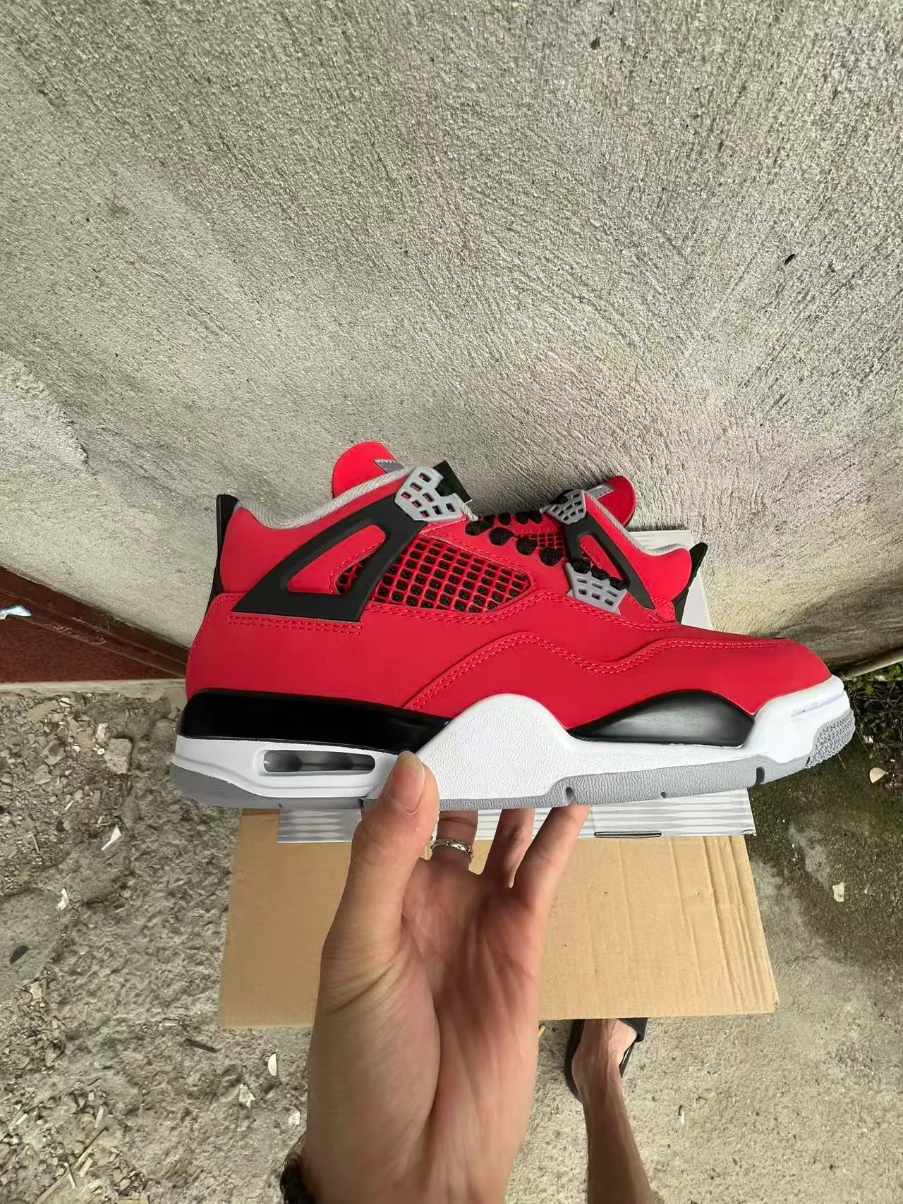 Air Jordan 4 Rouge Noir Blanc Chaussures de basket 7