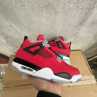 Air Jordan 4 लाल कालो सादा बास्केटबॉल जूते