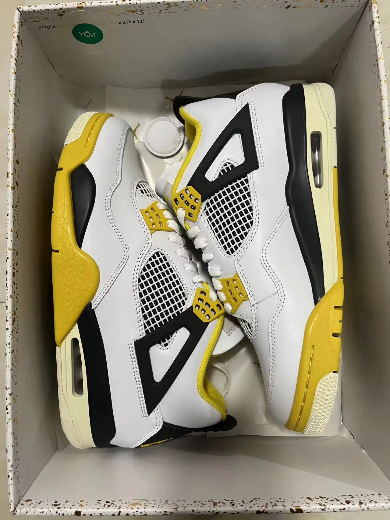Air Jordan 4 tênis de basquete branco preto amarelo 3