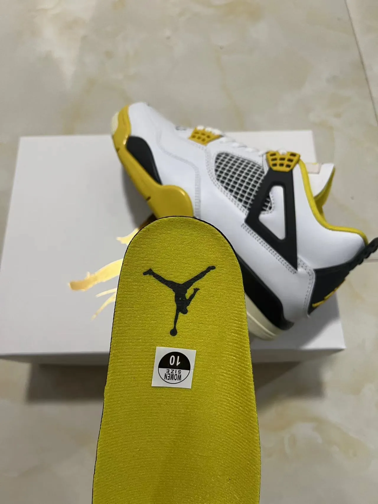 Air Jordan 4 tênis de basquete branco preto amarelo 4