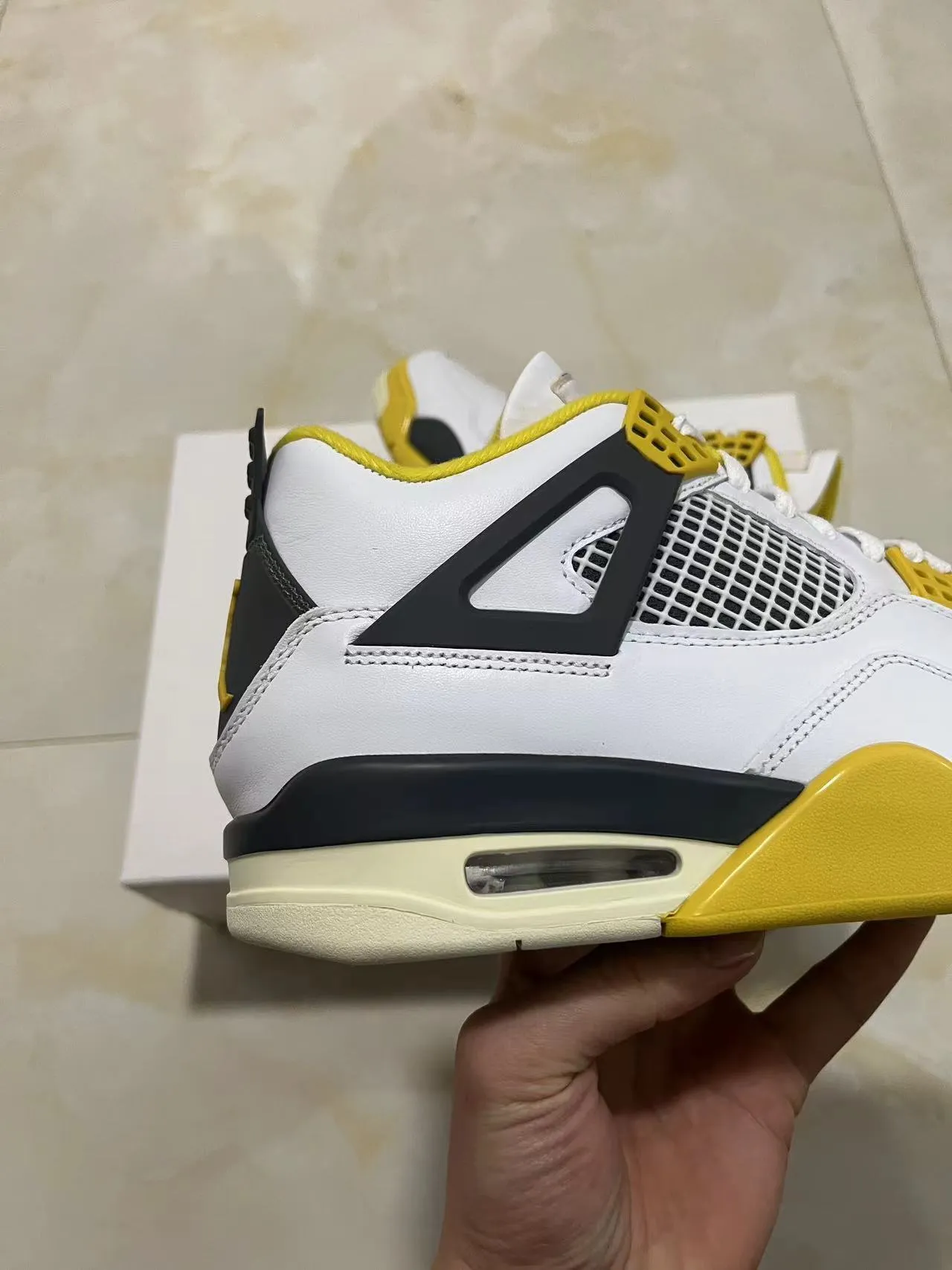 Air Jordan 4 tênis de basquete branco preto amarelo 6