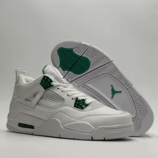 Tênis de basquete Air Jordan 4 branco e verde