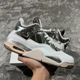Zapatillas de baloncesto Air Jordan 4 blanco plata metálica