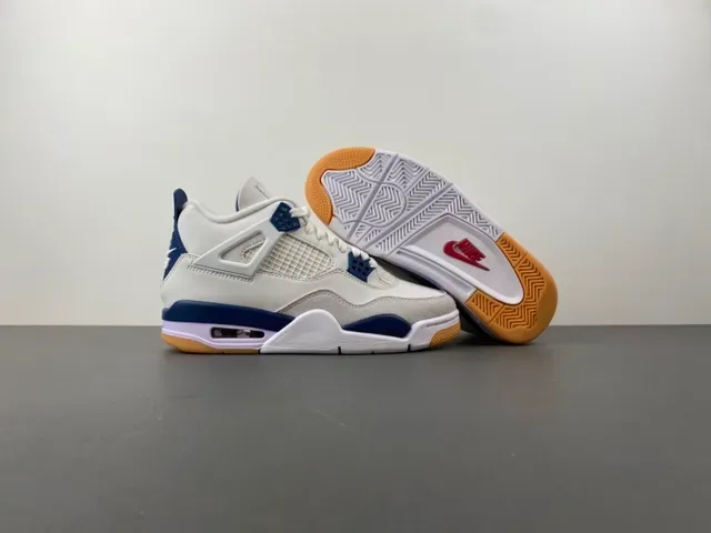 Air Jordan 4 White Navy Gum Tênis de Basquete 12