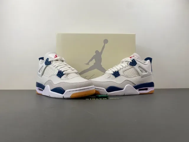 Air Jordan 4 White Navy Gum Tênis de Basquete 13