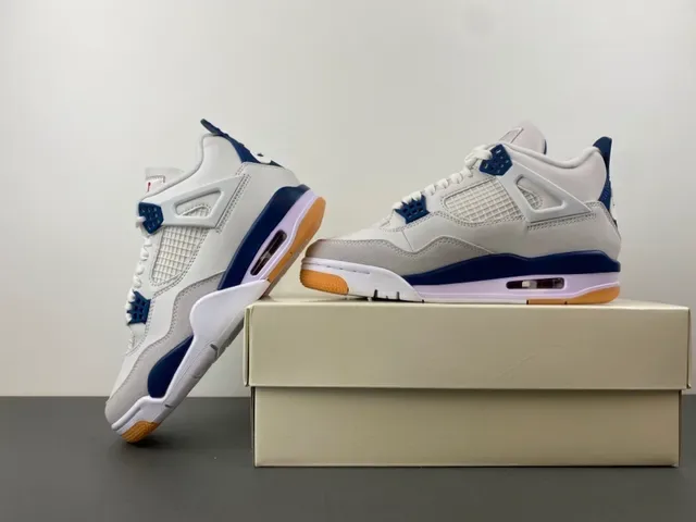 Air Jordan 4 White Navy Gum Tênis de Basquete 14
