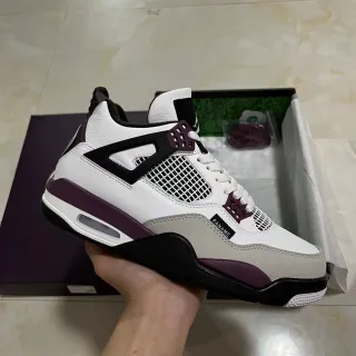 Air Jordan 4 সাদা বেগুনি কালো বাস্কেটবল জুতো