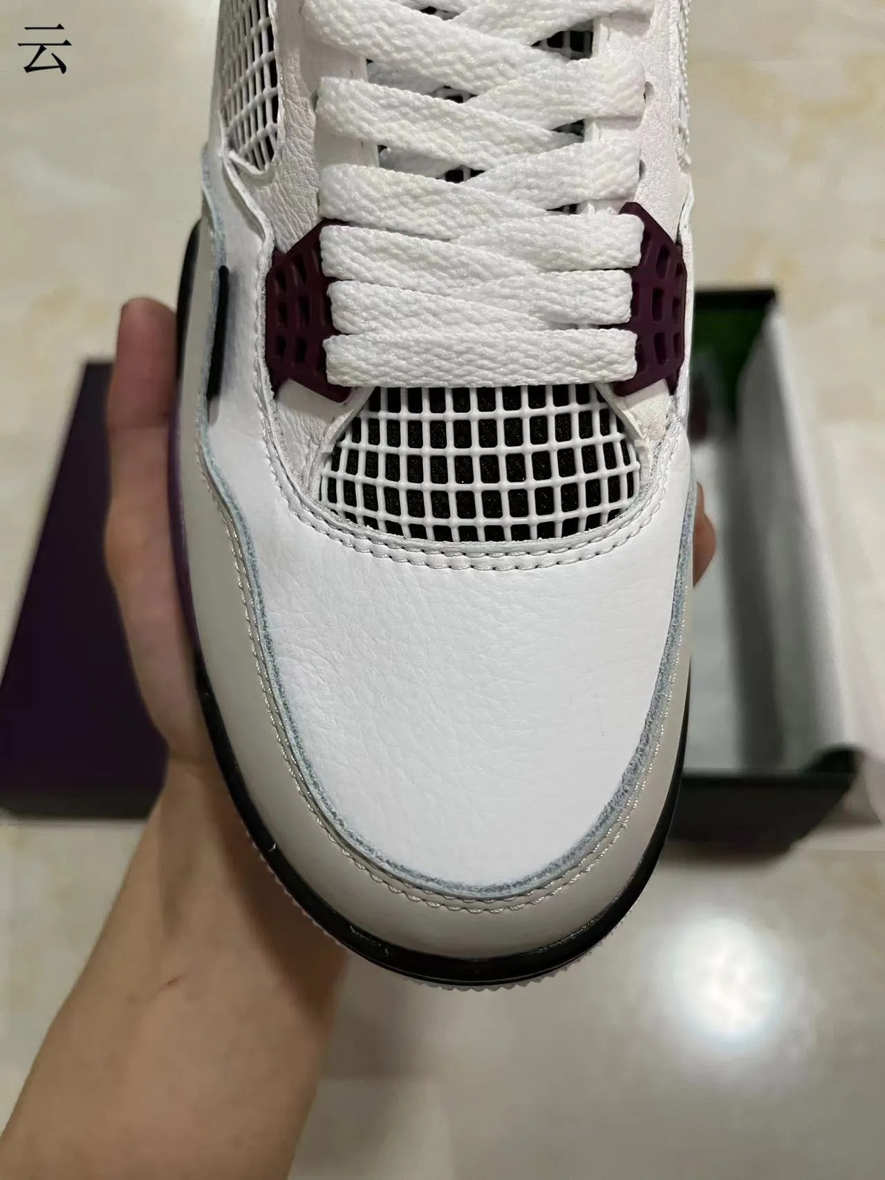 Air Jordan 4 chaussures de basketball blanc violet noir 3