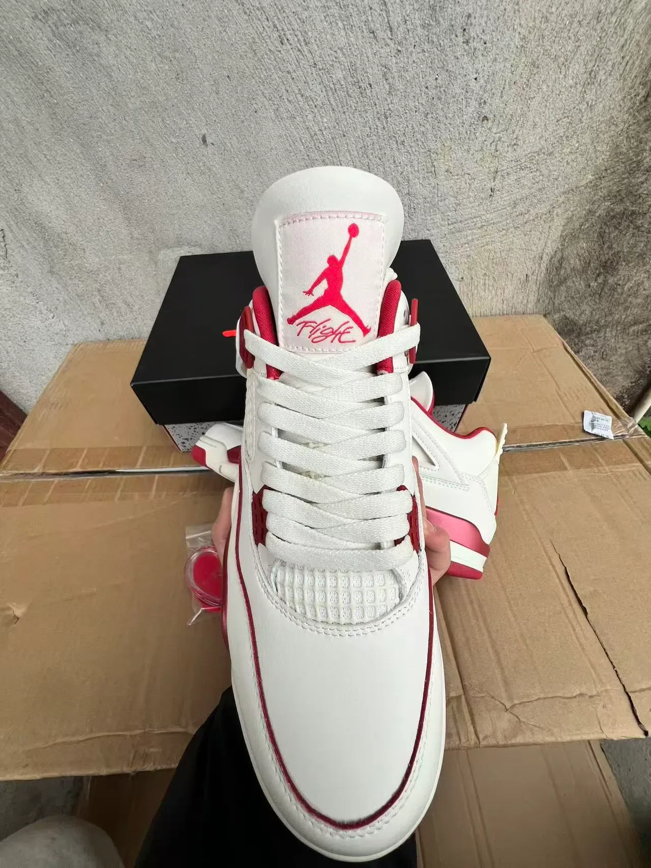 Air Jordan 4 Blanco Rojo Rosa Metálico Zapatillas de Baloncesto 3