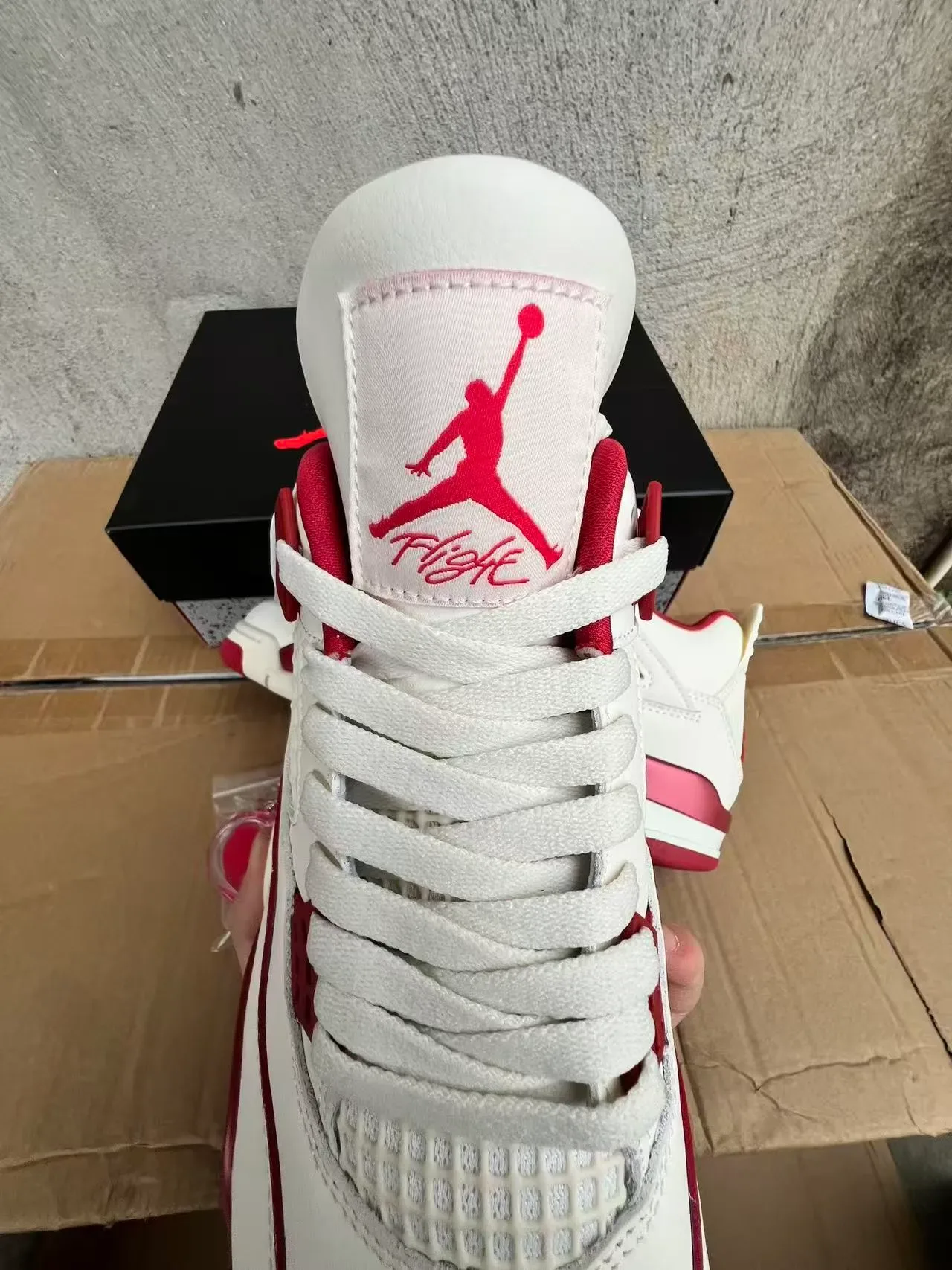 Air Jordan 4 Blanco Rojo Rosa Metálico Zapatillas de Baloncesto 4