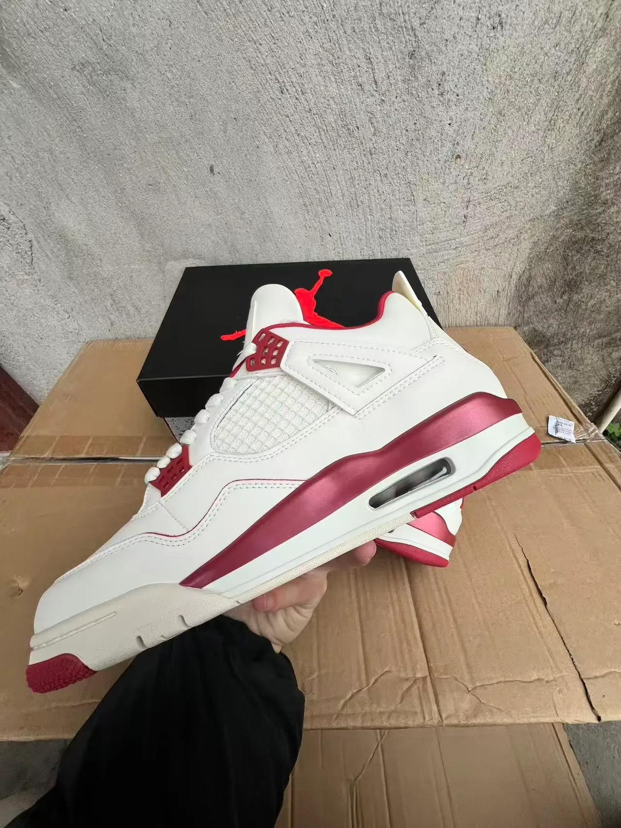Air Jordan 4 Blanco Rojo Rosa Metálico Zapatillas de Baloncesto 5