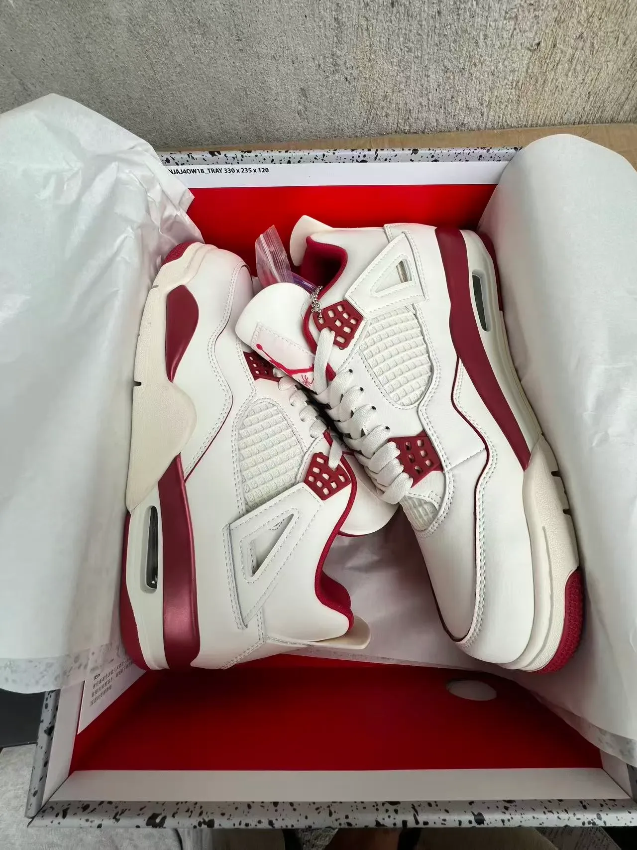 Air Jordan 4 Blanco Rojo Rosa Metálico Zapatillas de Baloncesto 9