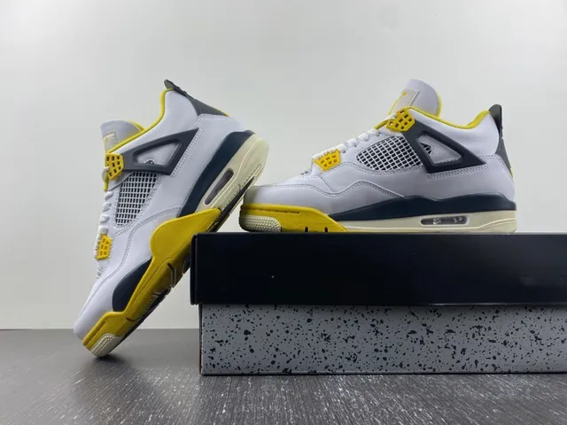 Air Jordan 4 সাদা হলুদ নেভি বাস্কেটবল জুতো 14