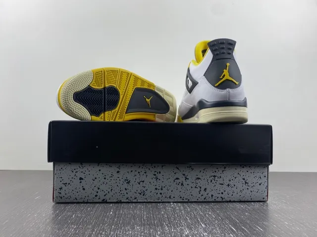 Air Jordan 4 সাদা হলুদ নেভি বাস্কেটবল জুতো 15