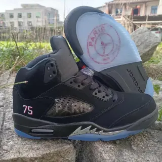 Air Jordan 5 Preto Azul Claro Vermelho '75' Tênis de Basquete