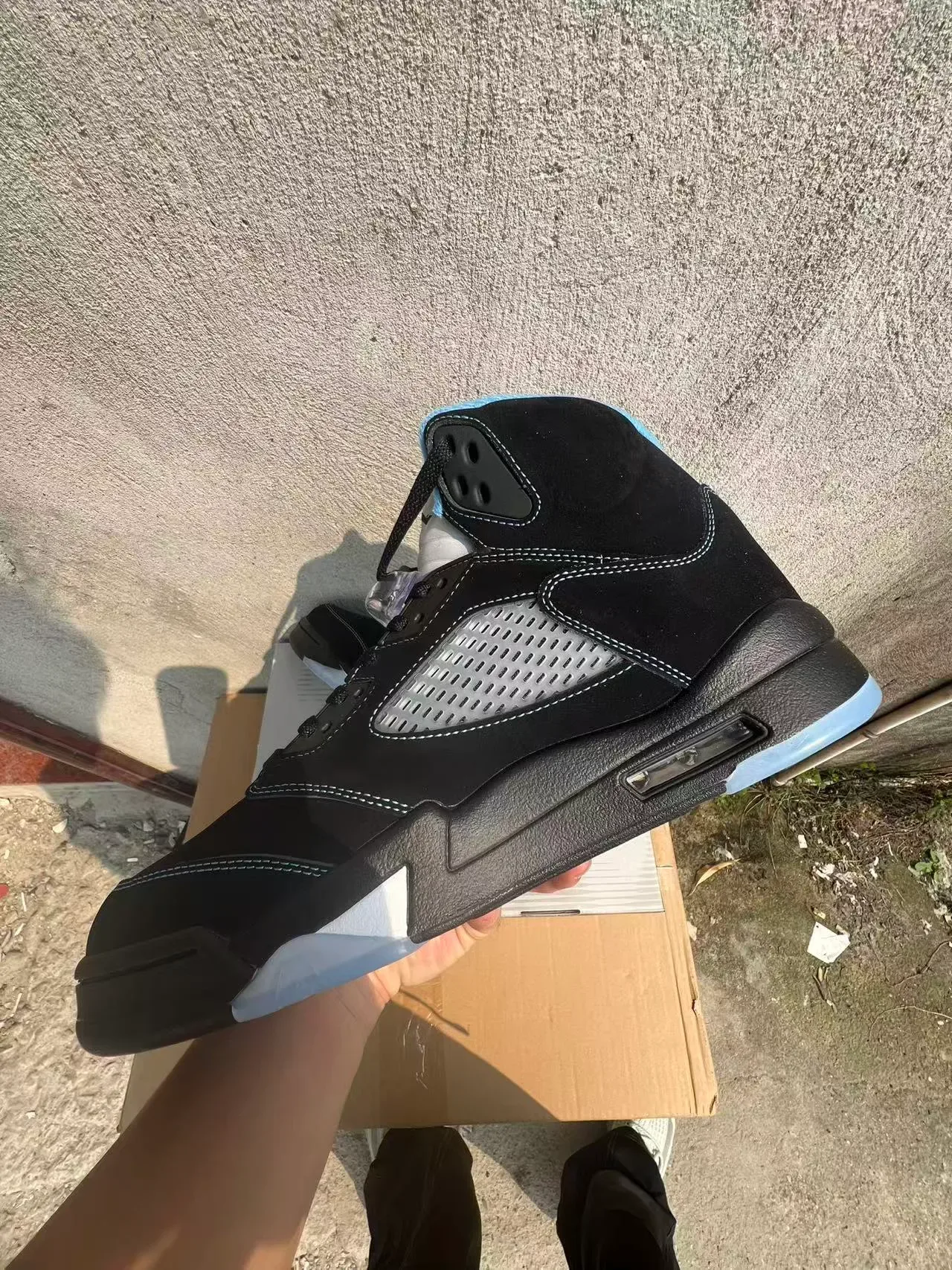 Air Jordan 5 Black Light Blue White Zapatillas de Baloncesto 5