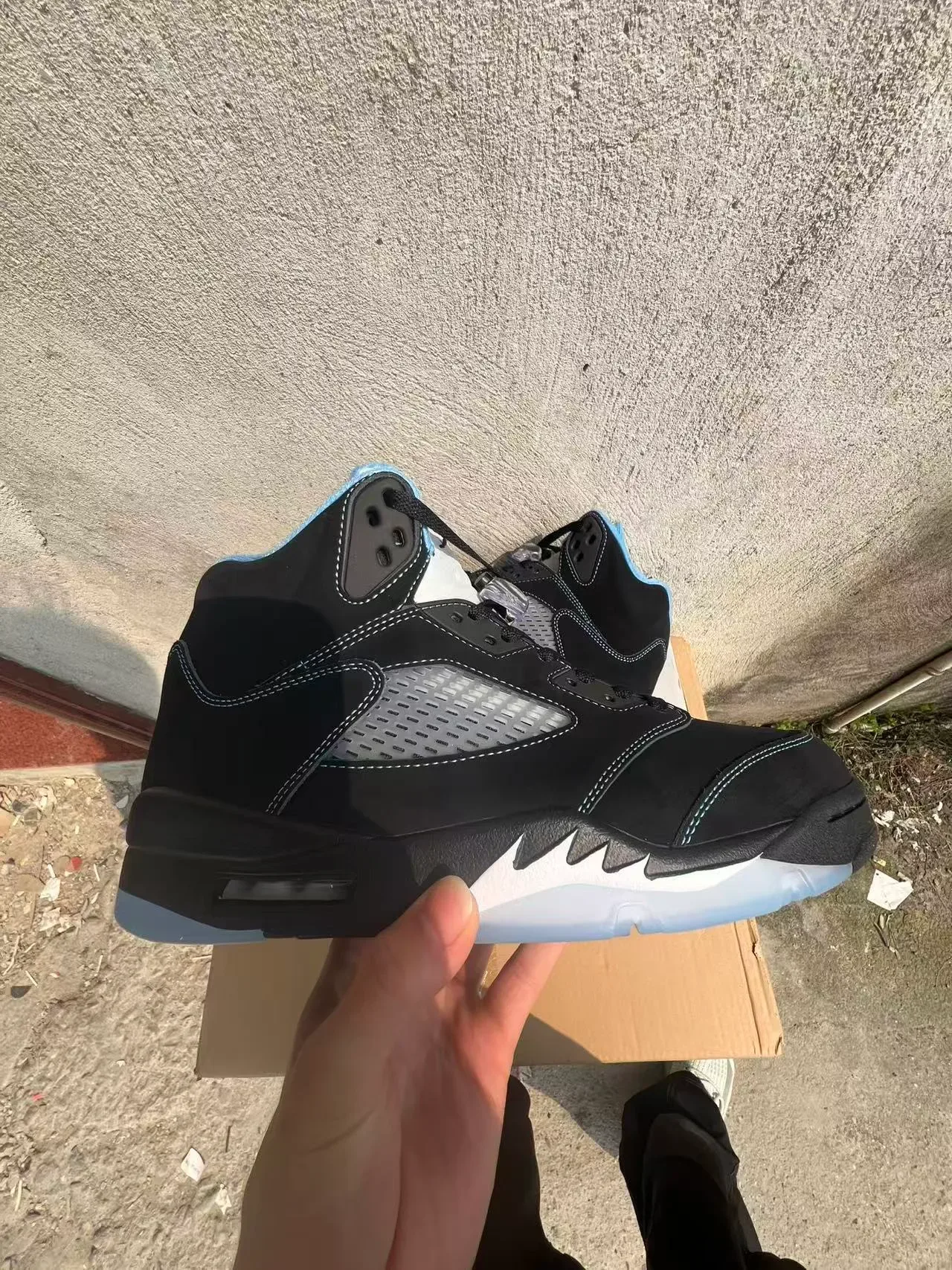 Air Jordan 5 Black Light Blue White Zapatillas de Baloncesto 7
