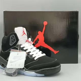 Tênis de basquete Air Jordan 5 preto branco vermelho