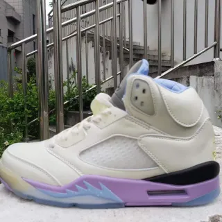 Tênis de basquete Air Jordan 5 Off-White roxo e azul
