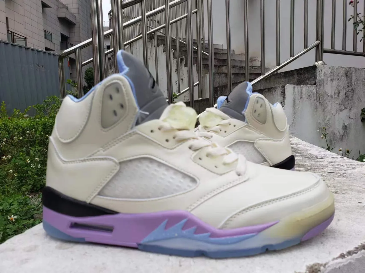 Air Jordan 5 Off-White बैंगनी नीले बास्केटबॉल जूते 2