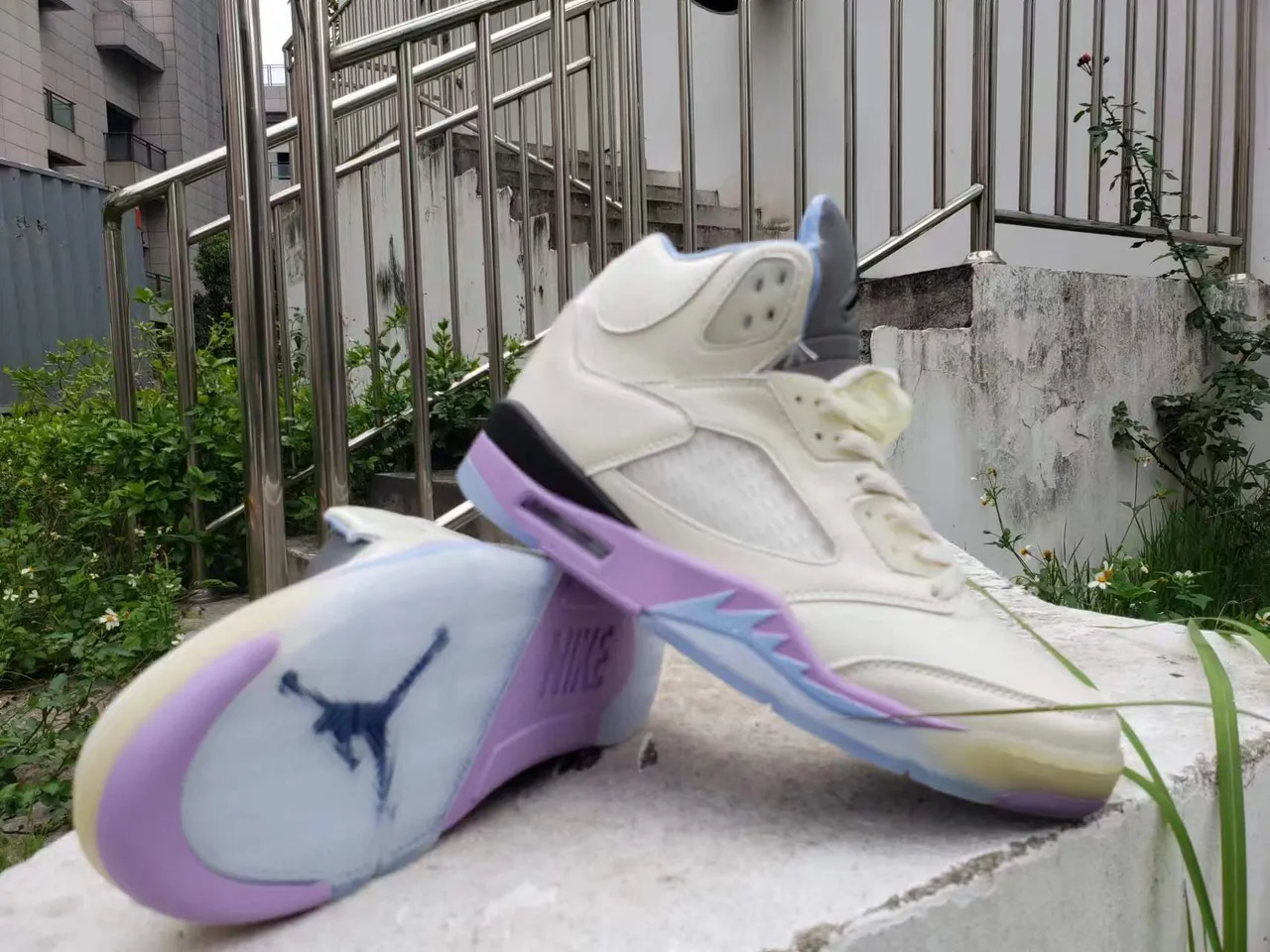 Air Jordan 5 Off-White बैंगनी नीले बास्केटबॉल जूते 3