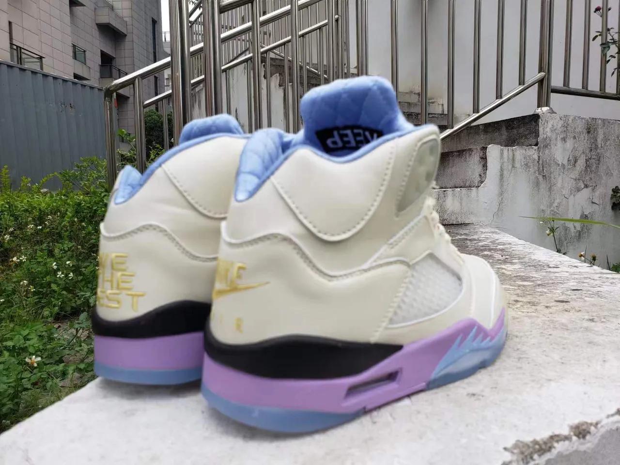 Air Jordan 5 Off-White बैंगनी नीले बास्केटबॉल जूते 5