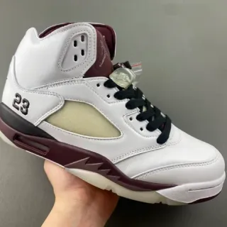 Zapatillas de baloncesto Air Jordan 5 blanco y burdeos