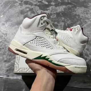 Air Jordan 5 सफ़ेद हरा मैरून बास्केटबॉल जूते