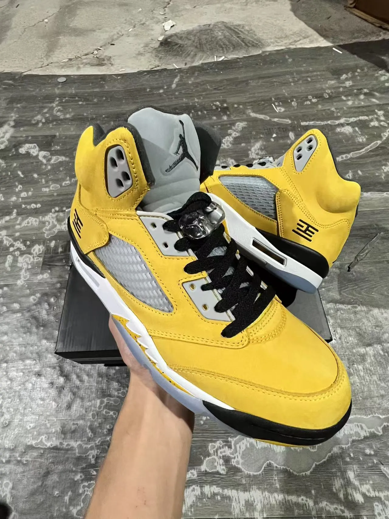Air Jordan 5 पीले काले सफेद बास्केटबॉल जूते 2