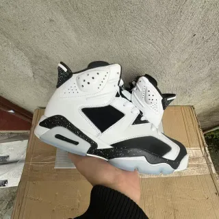 Air Jordan 6 सफ़ेद काले चित्तीदार बास्केटबॉल जूते