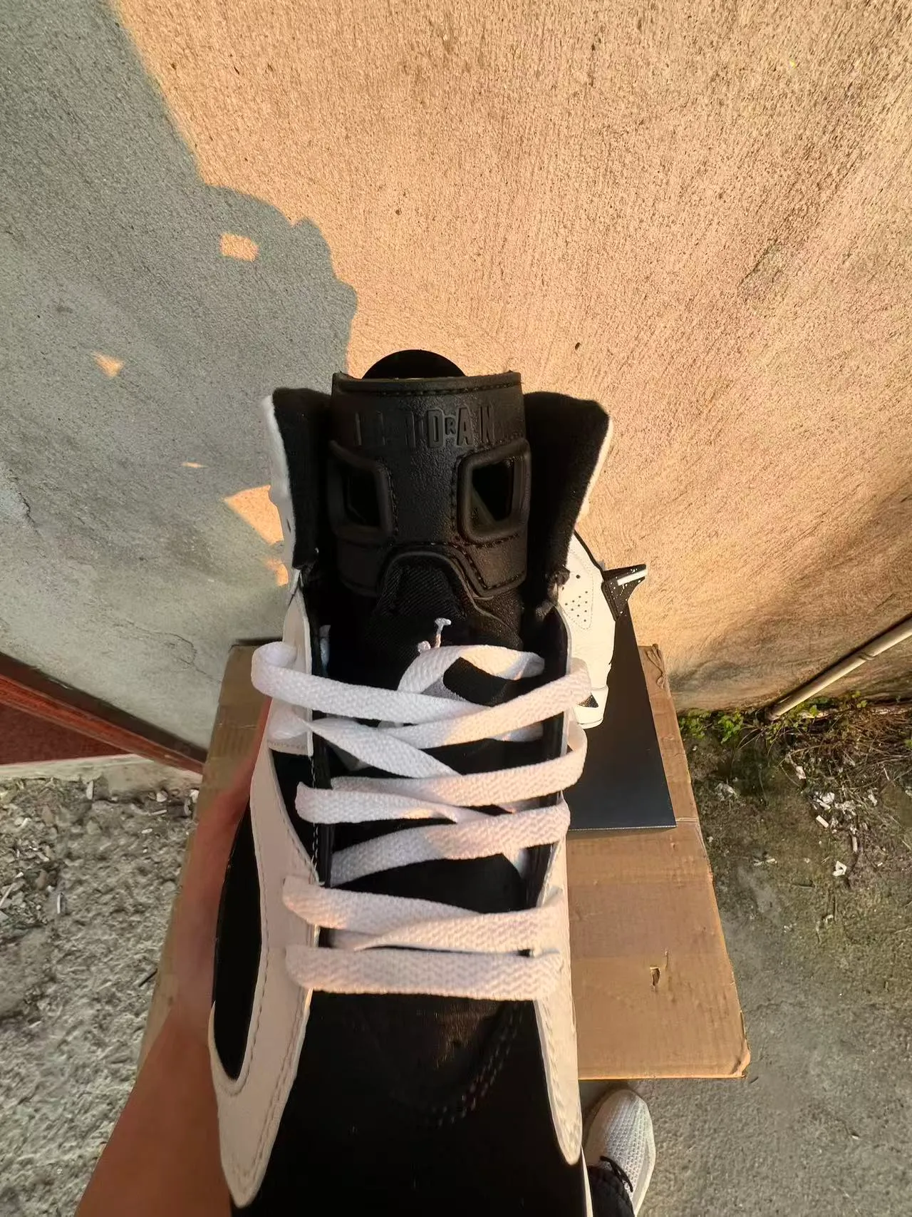 Zapatillas de baloncesto Air Jordan 6 en blanco y negro con entresuela moteada 4