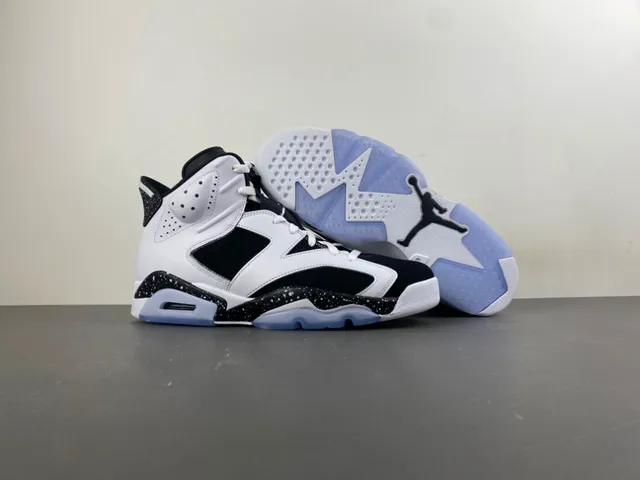 Zapatillas de baloncesto Air Jordan 6 con entresuela moteada en blanco y negro 12