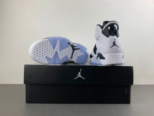 Zapatillas de baloncesto Air Jordan 6 con entresuela moteada en blanco y negro 16