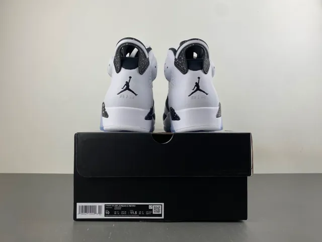 Zapatillas de baloncesto Air Jordan 6 con entresuela moteada en blanco y negro 17