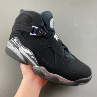 Tênis de basquete Air Jordan 8 preto e prata metálico