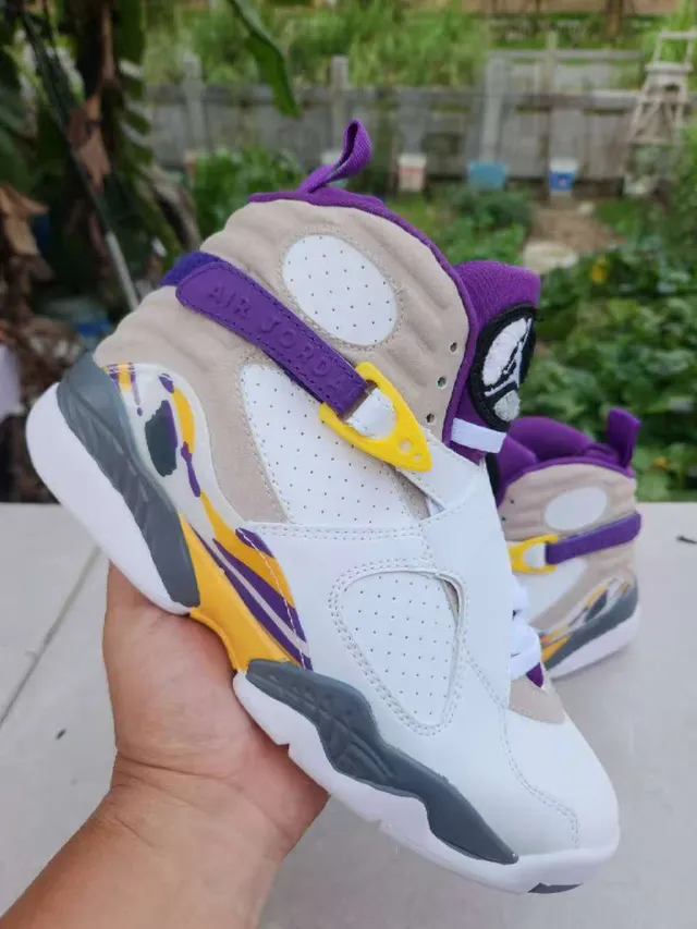 Chaussures de basketball Air Jordan 8 blanc violet jaune 2