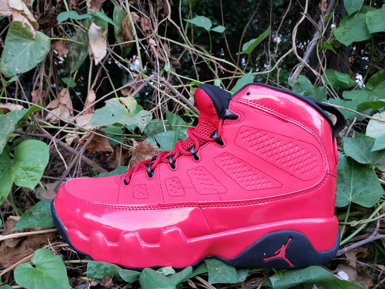 Zapatillas de baloncesto Air Jordan 9 rojo y negro brillante 5