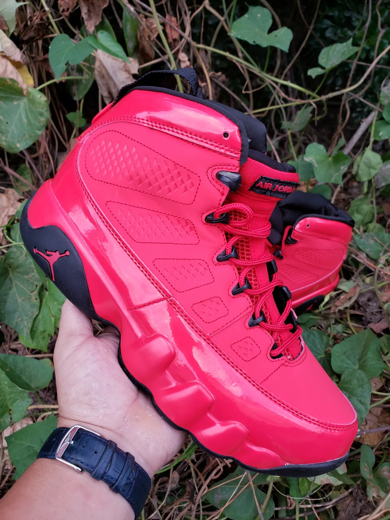 Zapatillas de baloncesto Air Jordan 9 rojo y negro brillante 6