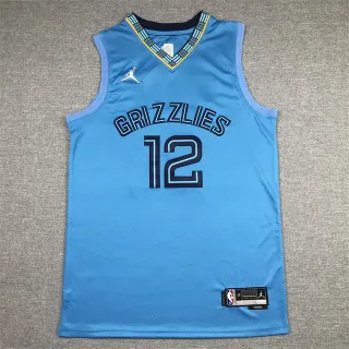 Camisa Air Jordan Authentics Memphis Grizzlies Azul Claro com Detalhes em Azul-Marinho